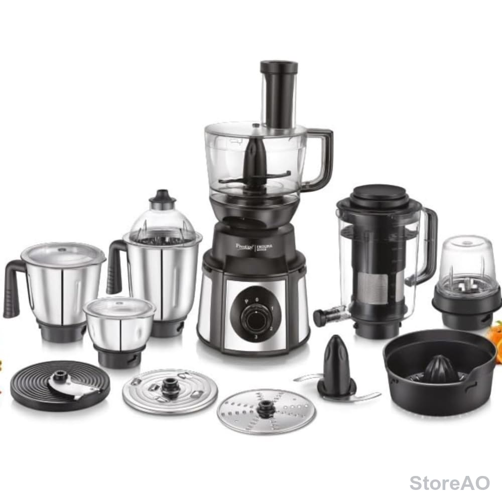 Prestige Endura Pro 1000 Watt Multi Functional Mixer Grinder | Heavy-Duty Ball Bearing Copper Motor | 6 Jars with Food Processing Attachments | 14 Functions in One | 5Y Motor Warranty