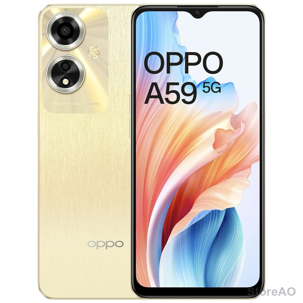 OPPO A59 5G (Silk Gold, 4GB RAM, 128GB Storage) | 5000 mAh Battery with 33W SUPERVOOC Charger | 6.56" HD+ 90Hz Display | with No Cost EMI/Additional Exchange Offers