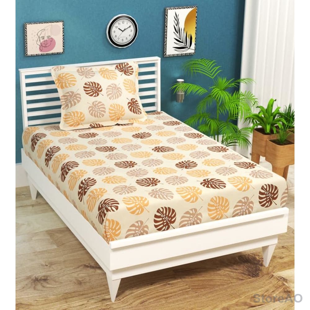Beige Brown Leaf Print