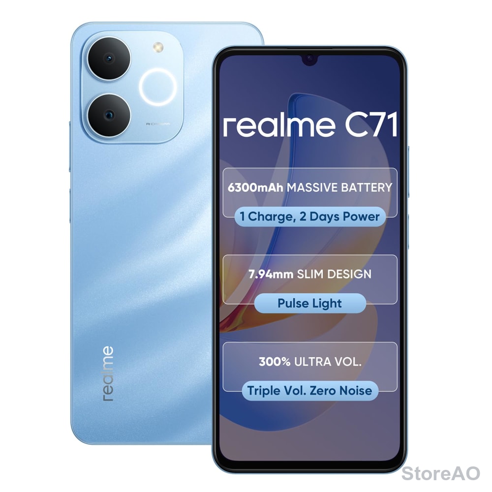 realme C71 4G Smartphone 6GB+128GB Sea Blue, 6.745 inch Screen, 90Hz Eye Comfort Display, 6300mAh Battery, 37MP Cameras, Unisoc T7250 Chip, IP54