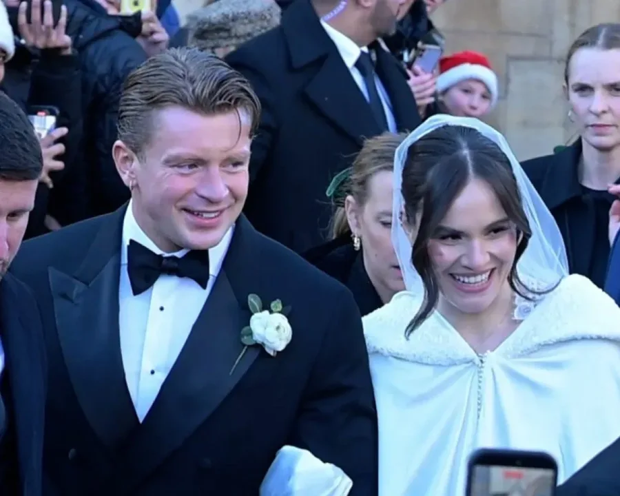 Ramsay and Adam Peaty leave Bath Abbey after wedding