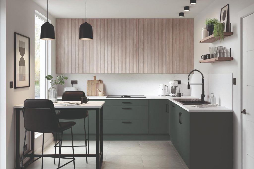 Elite Made To Measure Kitchen Mila Cutler Heritage Green Urban Oak