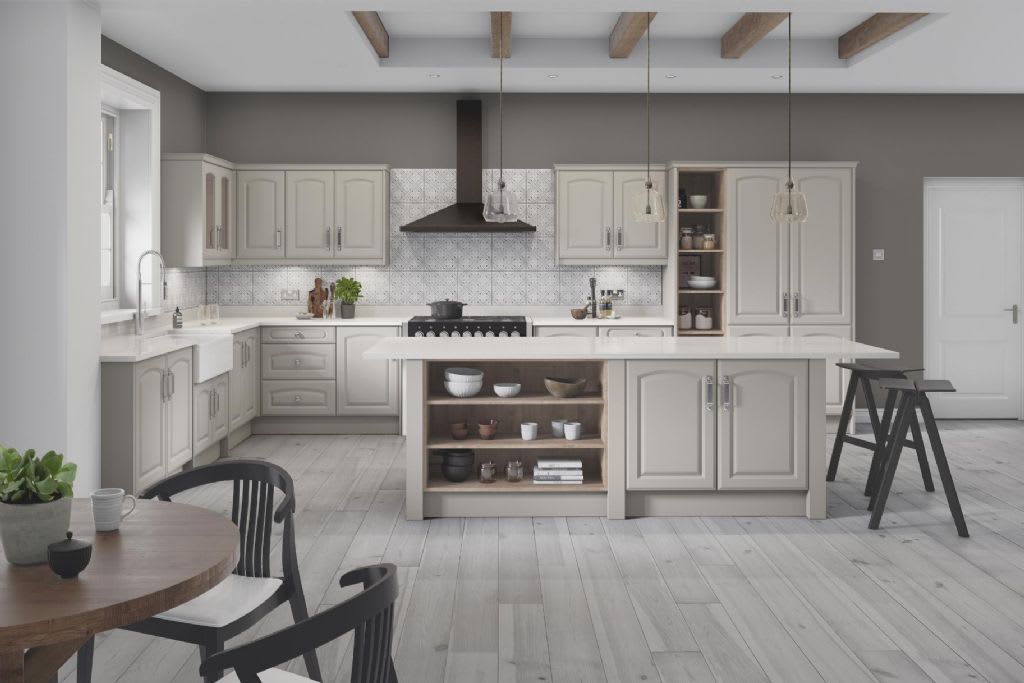 Elite Made To Measure Kitchen White Grey Arched Door Style