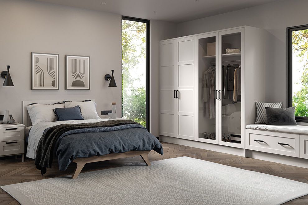 Five Piece Dylan Bedroom Matt White Grey