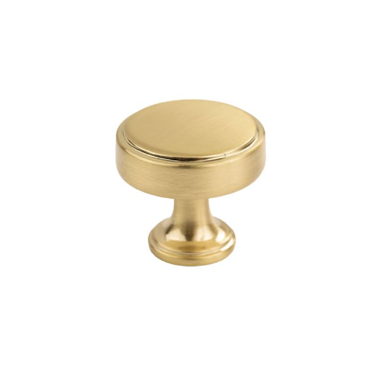 Round Brushed Satin Brass Raised Knob