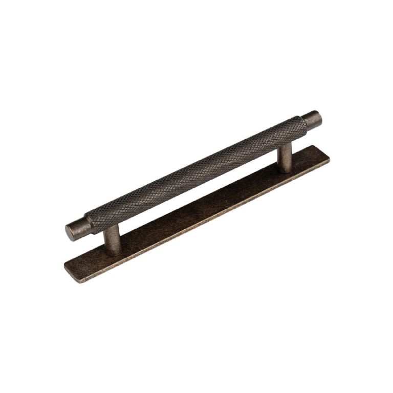 Knurled Backplate Bar Antique Brass Handle 254mm