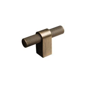 Knurled T Bar Antique Brushed Brass Handle