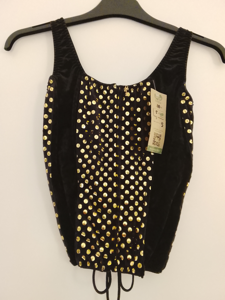 Svart topp med guldprickar