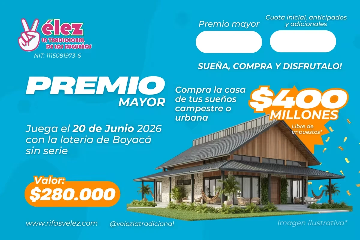 Sorteo de casa evaluada en 400 millones y otros premios adicionales