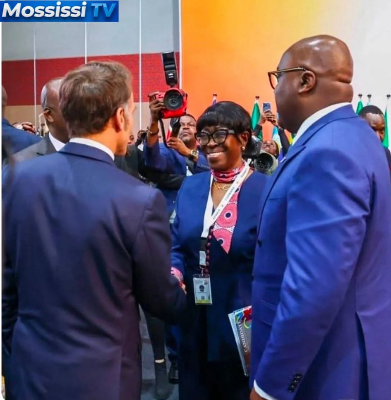KENYA NAIROBI  🇰🇪   Course à la tête de la Francophonie : Félix Tshisekedi présente Juliana Lumumba Amato à Emmanuel Macron à Nairobi .