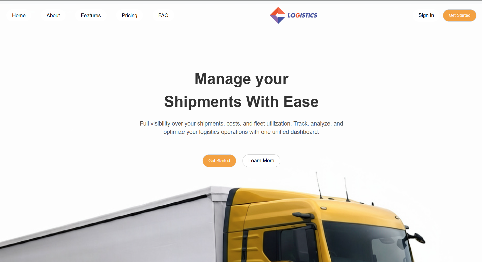 Landing Page Platform Logistik