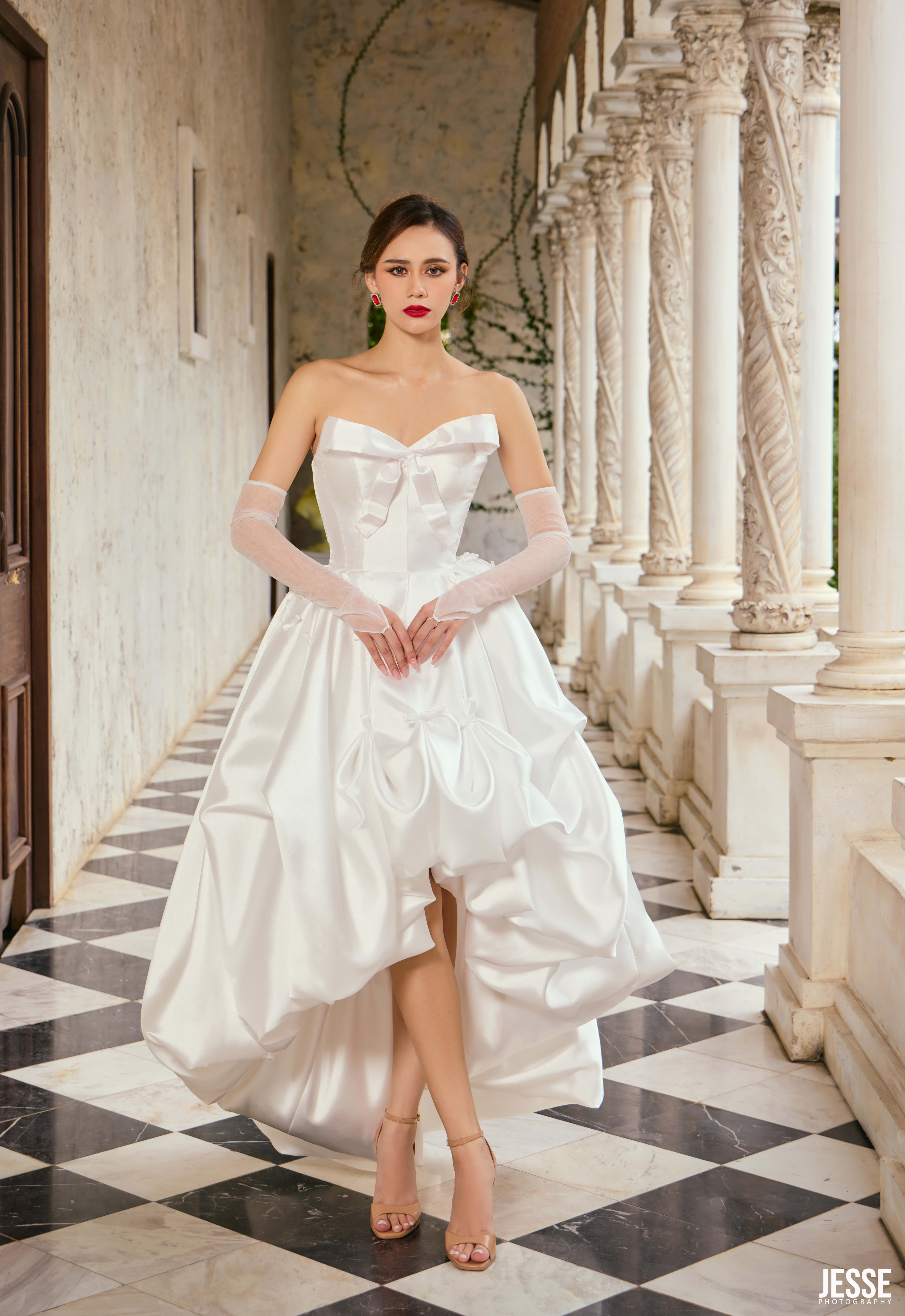 Aurora wedding dress - Romantic A-line with delicate French lace appliqué by Vivian Warso