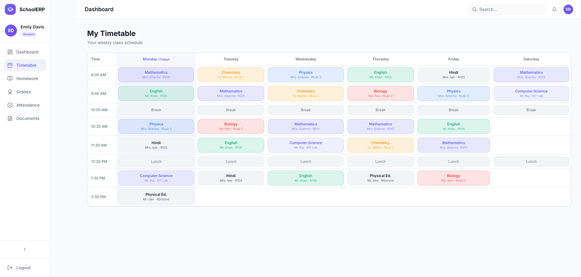 Timetable