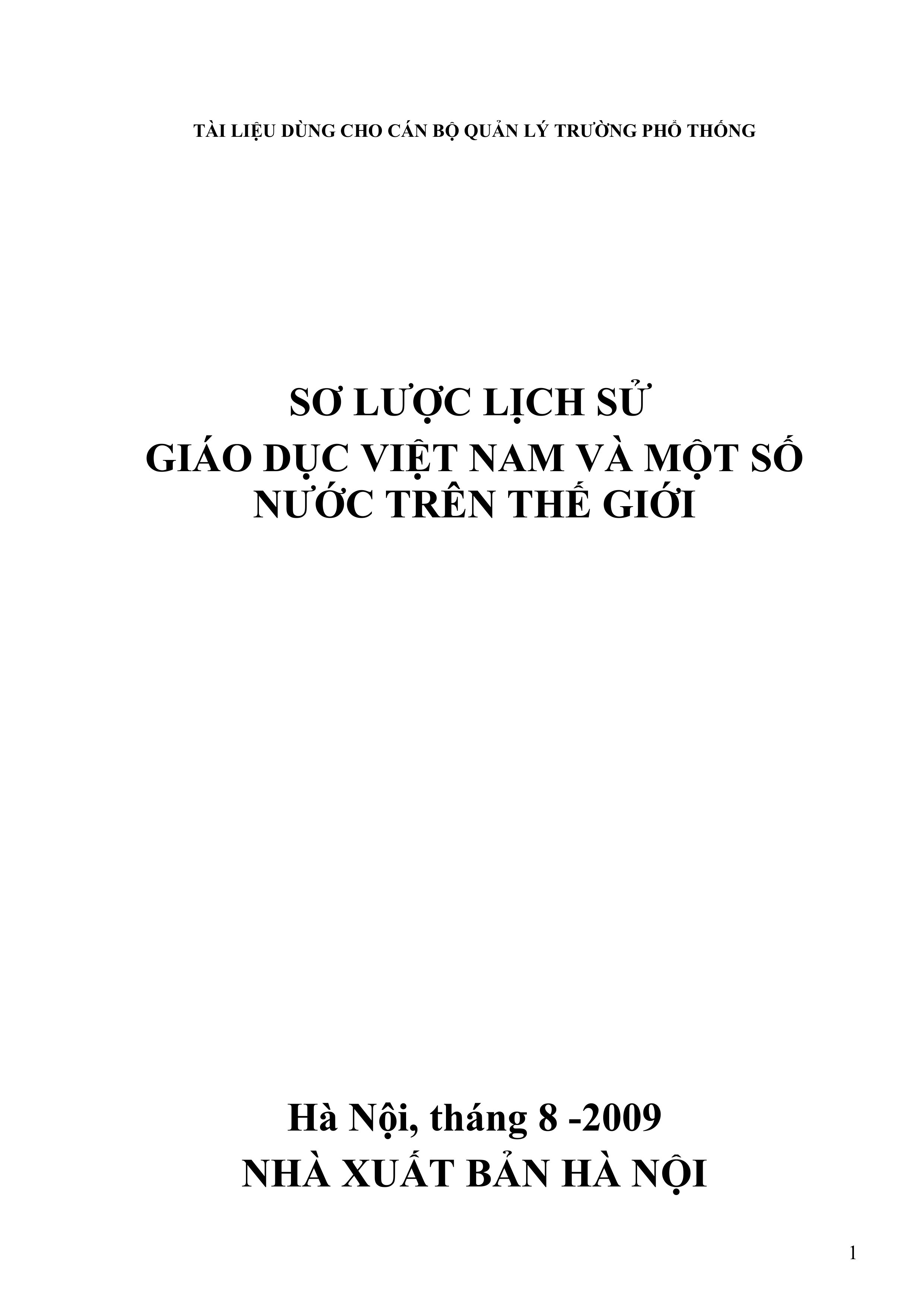 Sơ lược lịch sử giáo dục Việt Nam và một số nước trên thế giới