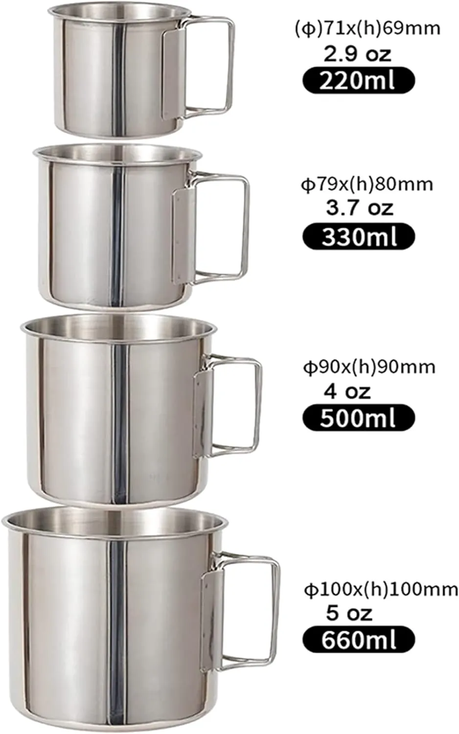 Stainless Steel Camping Cup 4 pcs Set - Image 3