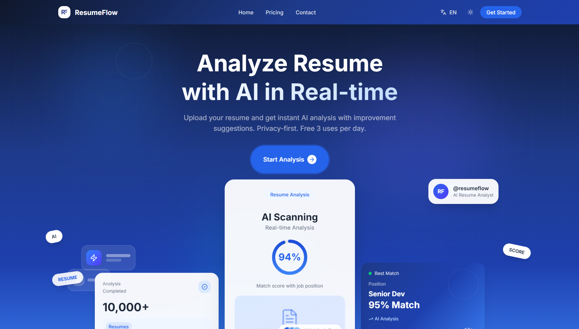 ResumeFlow AI — ระบบวิเคราะห์เรซูเม่ด้วย AI สำหรับคนหางาน