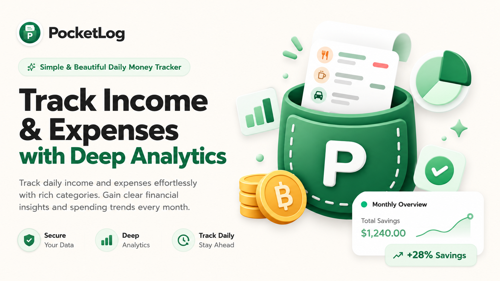 PocketLog - Modern Monthly Expense & Income Tracker