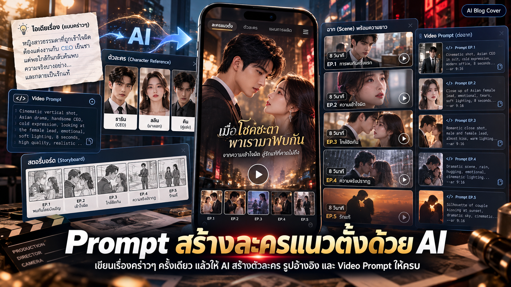 Prompt สร้างละครแนวตั้งด้วย AI จากเรื่องคร่าวๆ สู่ Video Prompt พร้อมใช้