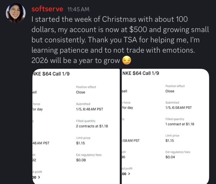 TSA student testimonial receipt