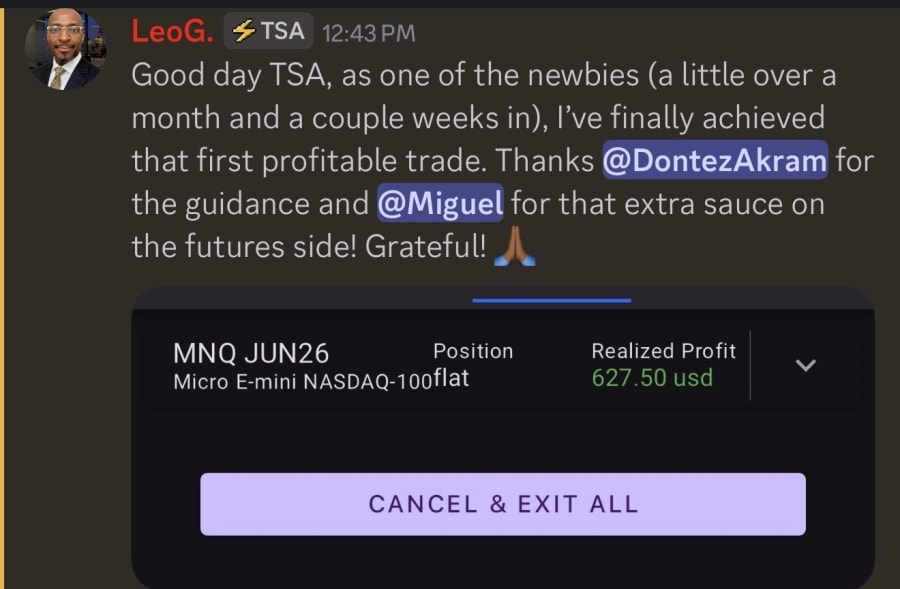 First Profitable Futures Trade