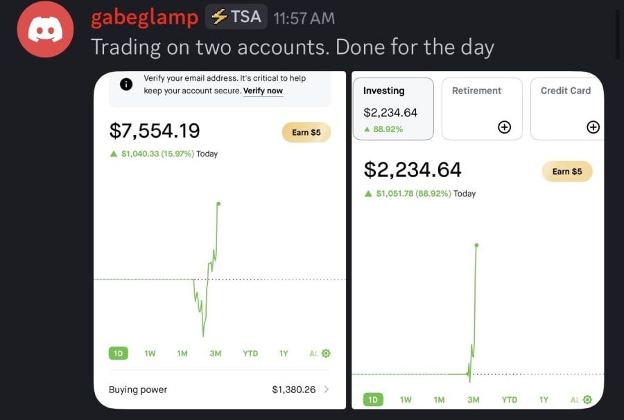 Two Accounts Up $1K+