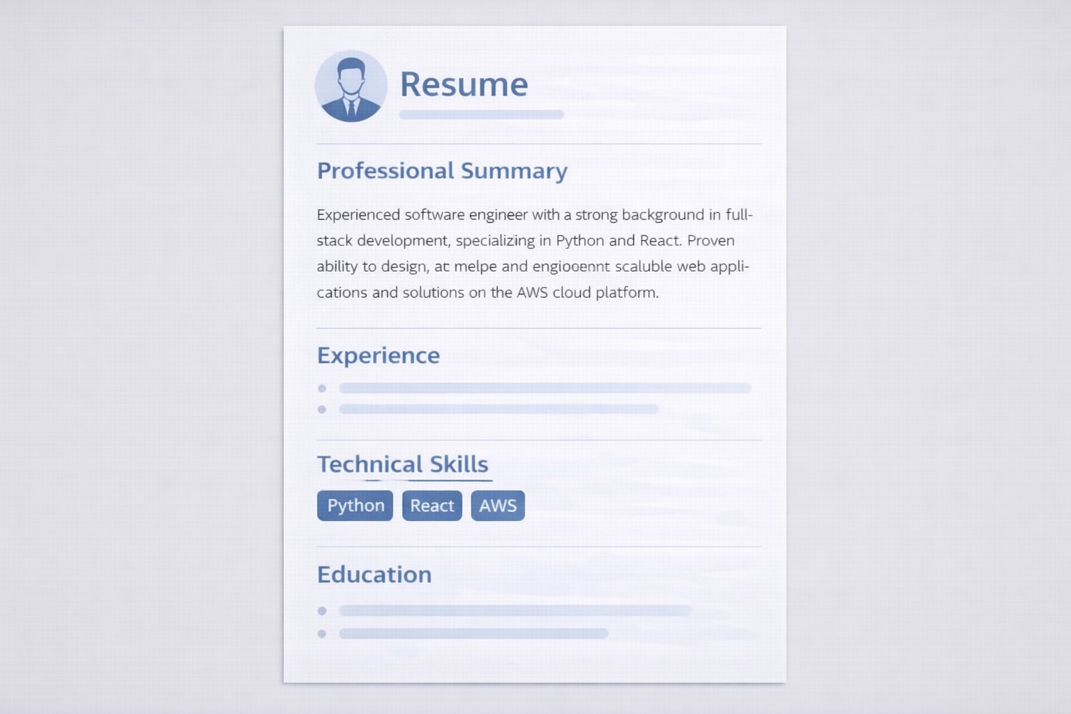 ATS-friendly software engineer resume template for 2026 showing technical skills and professional summary layout