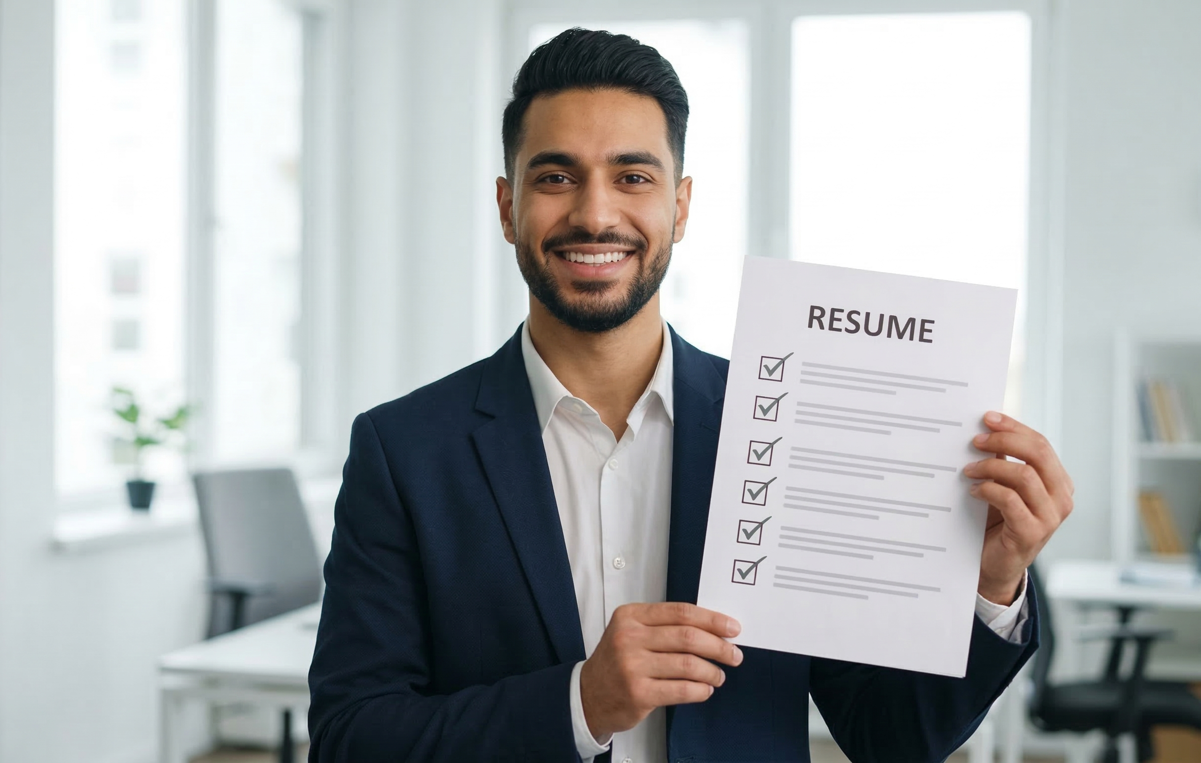 Professional holding completed resume checklist for 2026 job applications