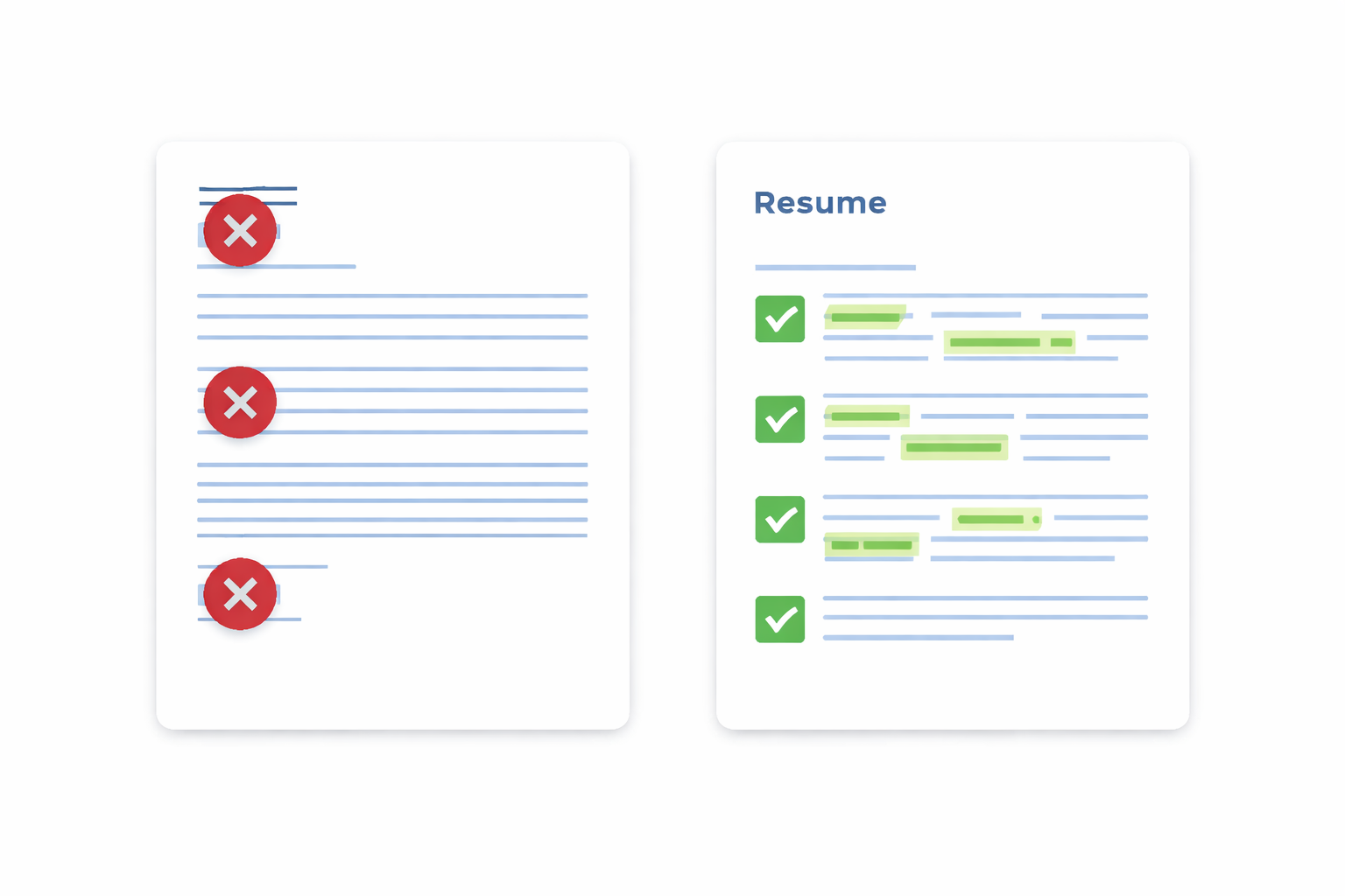 ATS cover letter format versus generic cover letter showing keyword matching and clean formatting differences
