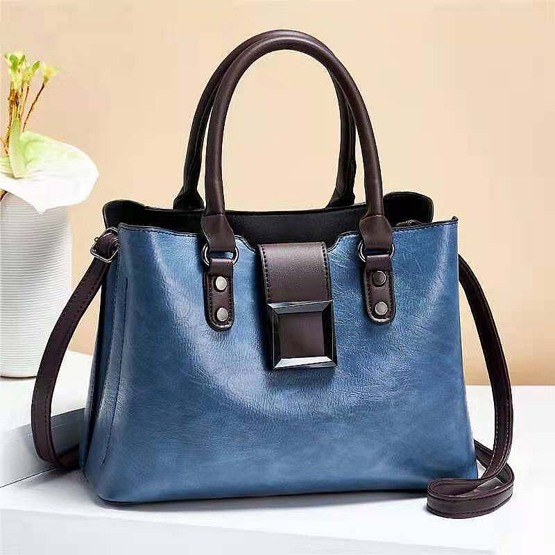 Single leather handbag, blue