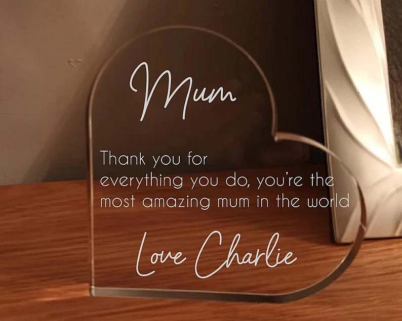 Acrylic heart, Gift for mum