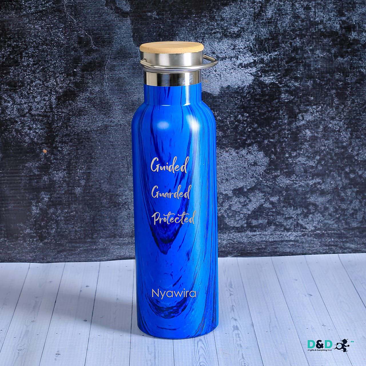 Blue thermal bottle