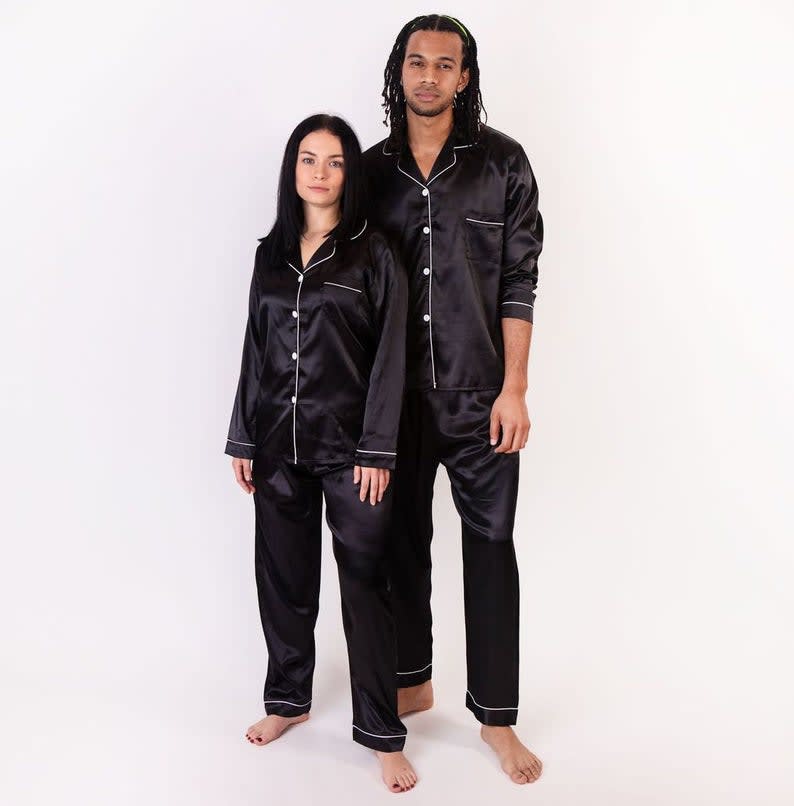 Matching Satin Pajamas for couples, Anniversary Gifts, Wedding Gifts, customized pjs