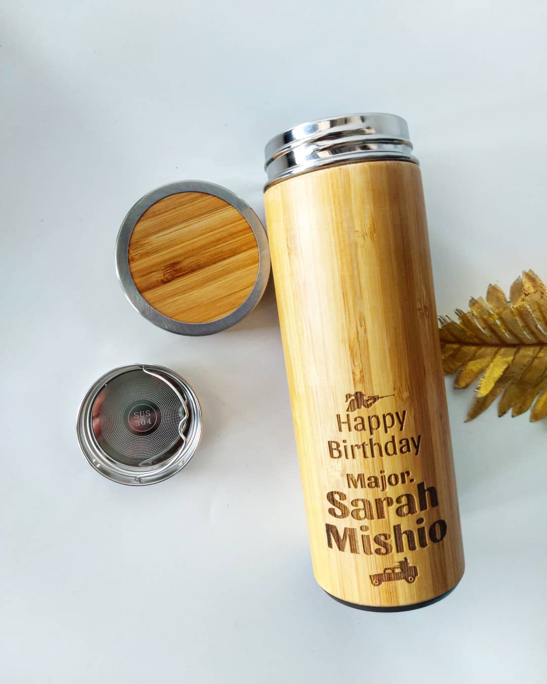 Wooden bamboo thermal bottle