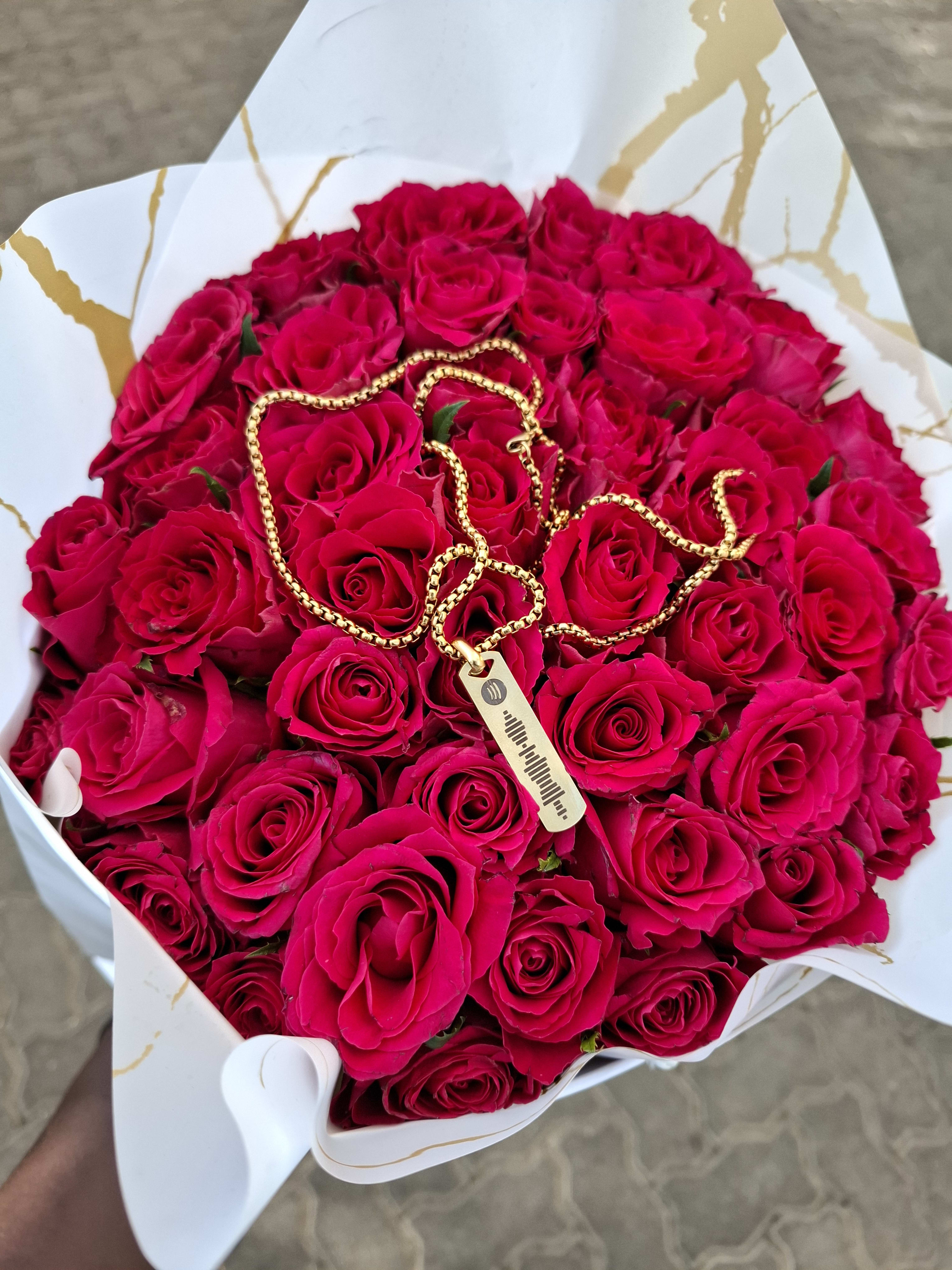 Flowers and Spotify Necklace