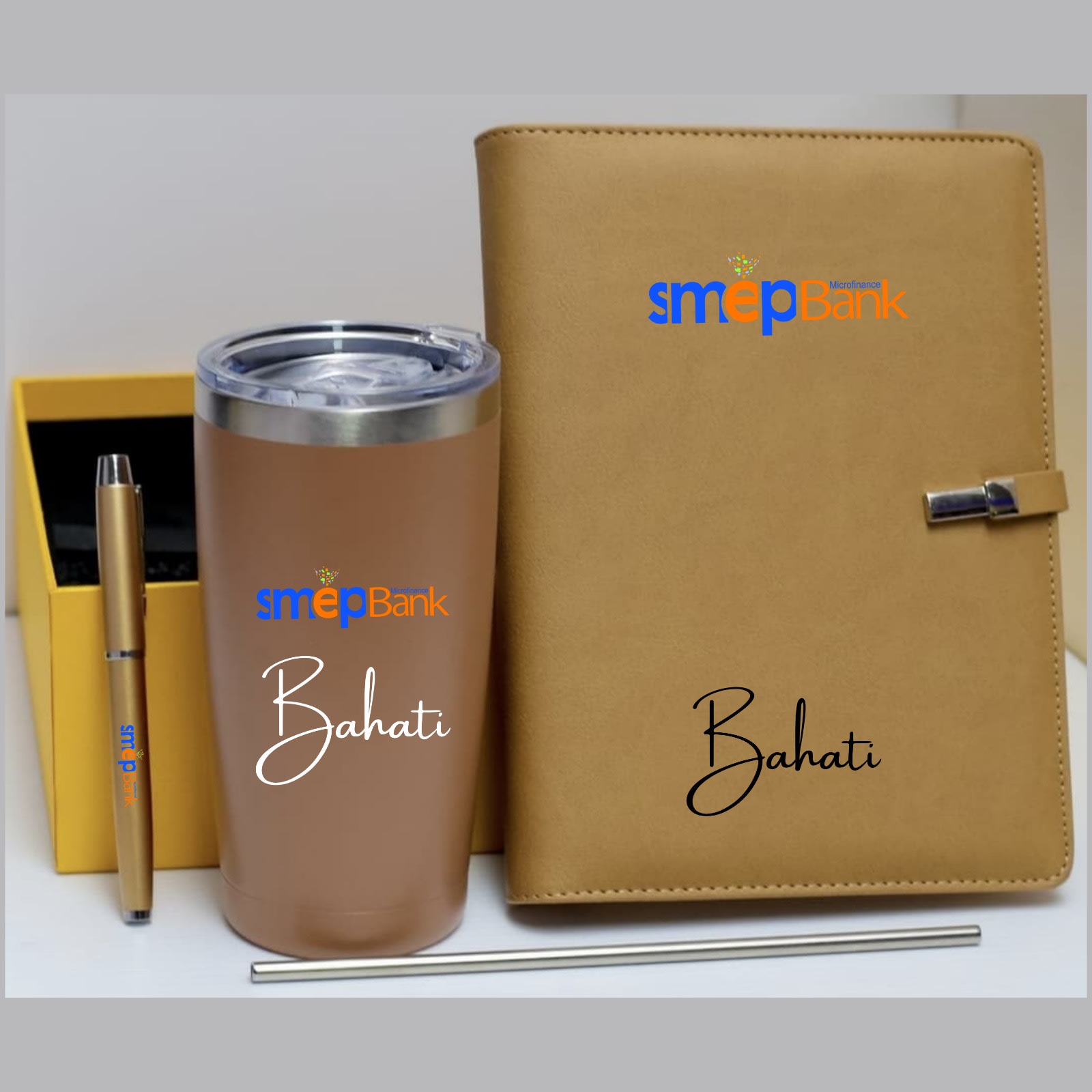 Branded thermal mug in Kenya with custom logo and name