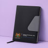 Black executive notebook with branded company logo for corporate gifting in Kenya