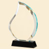Flame shaped clear crystal trophy award with black pedestal base for corporate recognition in Nairobi Kenya