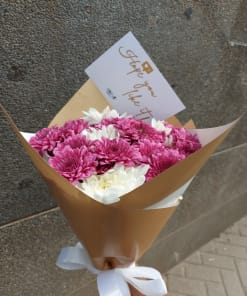 Bouquet Of Mums, purple and white flowers