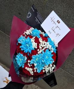 Red & Blue Flower Bouquet