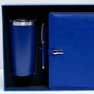 Notebook, thermal mug and pen