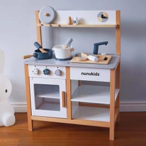 Wooden pretend play kitchen