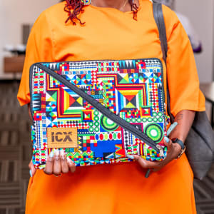 Handmade Ankara laptop pouch in Kenya with bold African print design