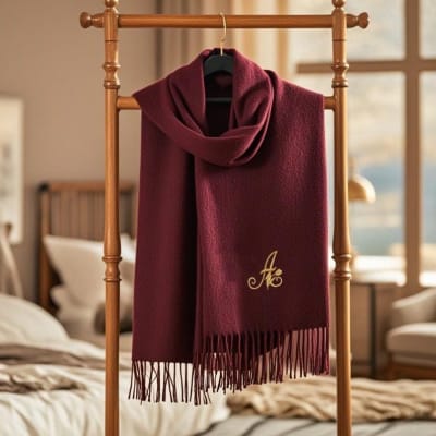 Personalized luxury scarf in Kenya with custom embroidered initials