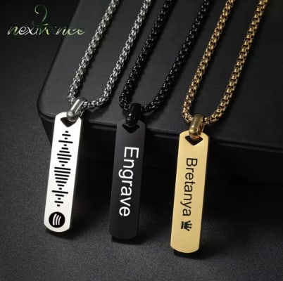 Engraved Necklace Pendant. Personalized Gift for Him