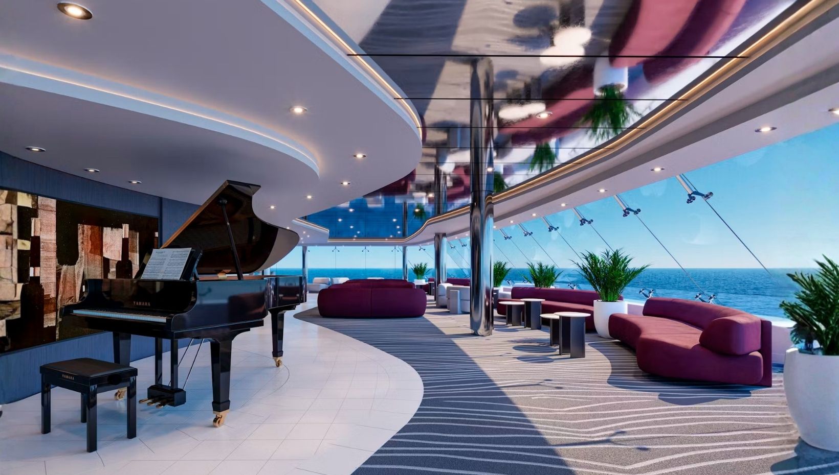 MSC Top Sail lounge on MSC Poesia. Reserved for Yacht Club guests.