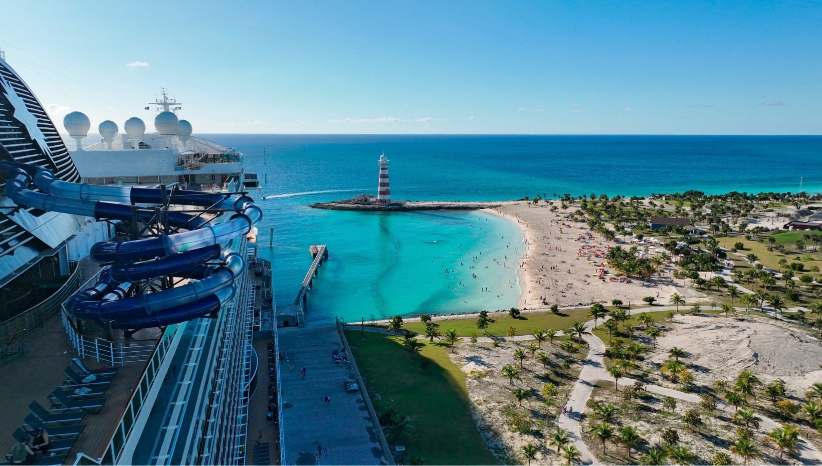 Lighthouse Bay Beach is my favorite place to start an overnight visit to Ocean Cay.