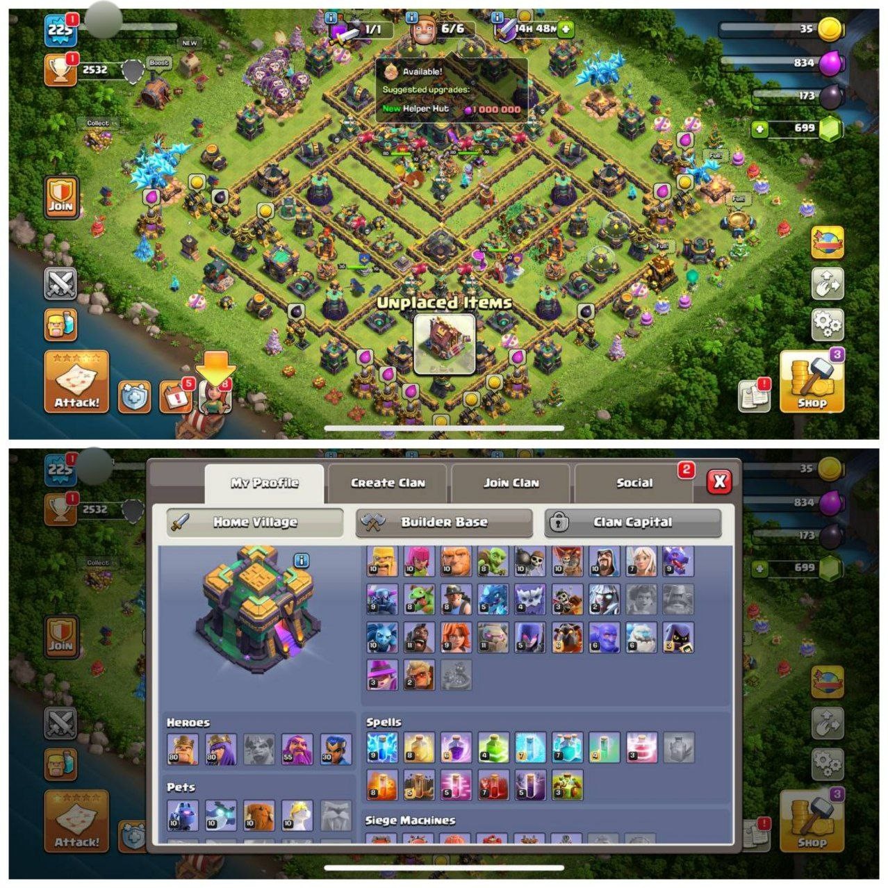 {STRONG ACCOUNT} TH14 PURE MAX⚡️5 EPIC EQUIPMENTS⚡️XP-225⚡️HERO 80-80-55-30 ⚡️  MAXED WALLS⚡️126 CWL MEDALS⚡️MAGIC ITEMS⚡️OP LAB⚡️INSTANT DELIVERY 🚚