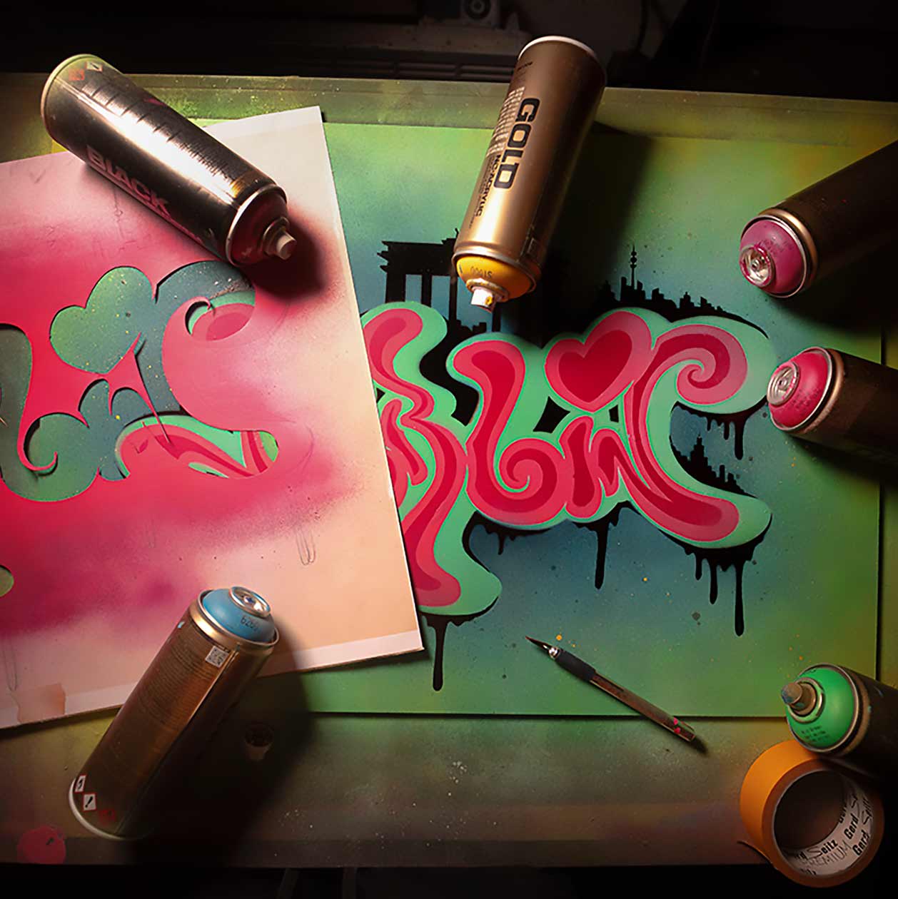Stencil Workshop mit Schablonenkunst als kreatives Event