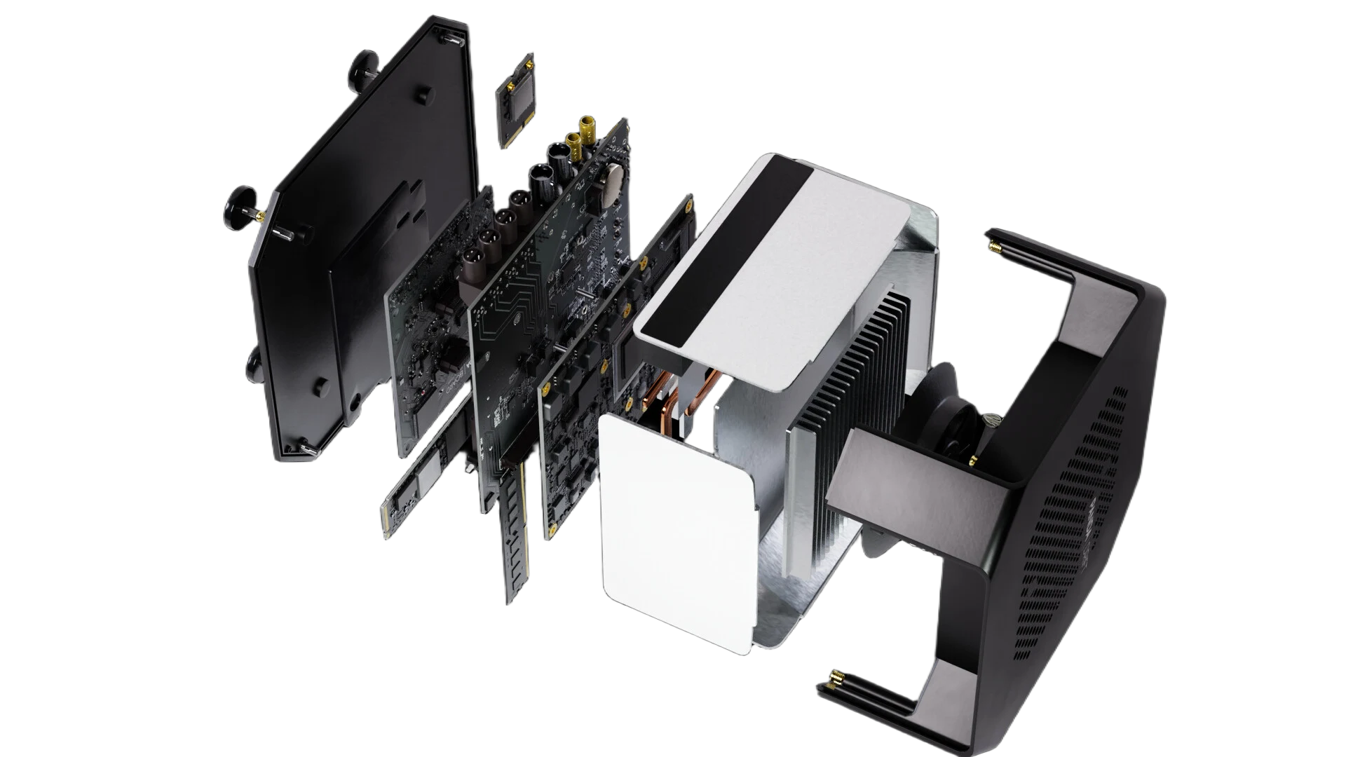 Hero image showing 3D render of expanded industrial AI edge computing device