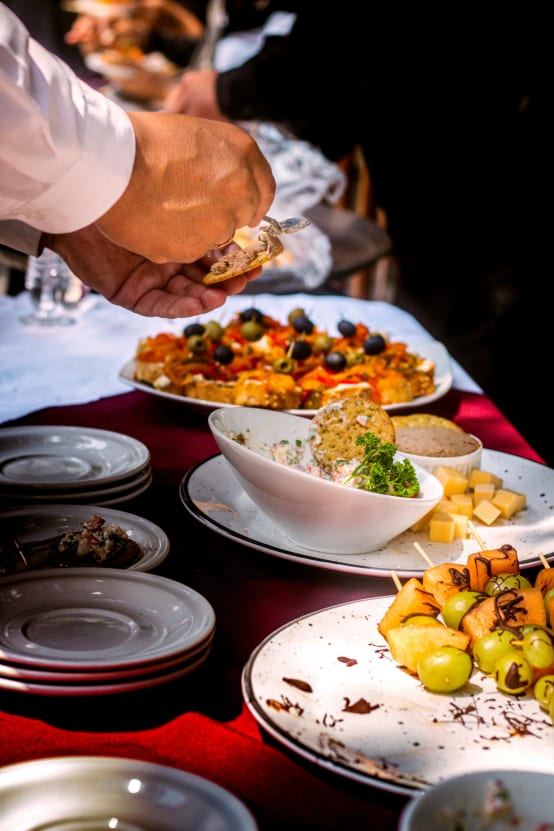 Chef plating food